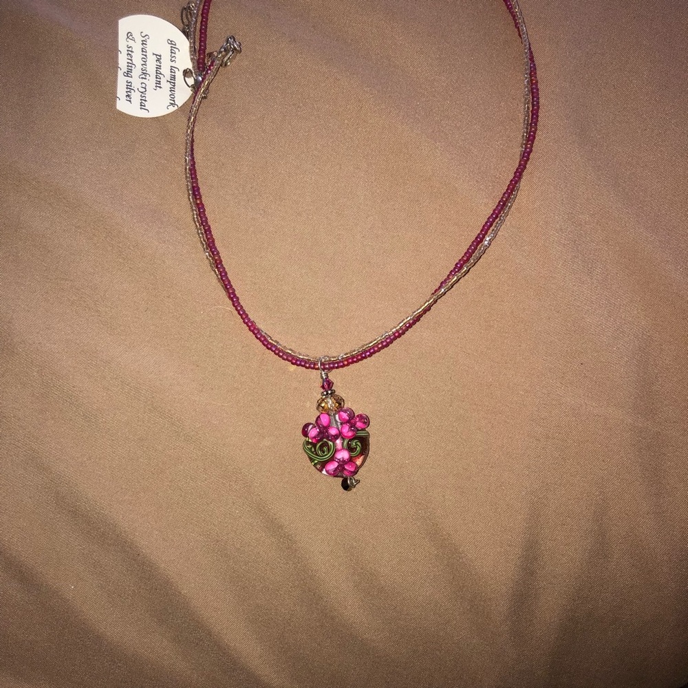 Unique handmade Glass /Swarovski crystal necklace